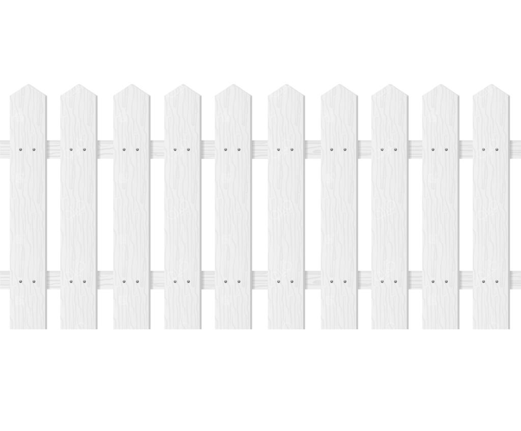 نرده چوبی سفید واقع‌گرایانه و دقیق سه‌بعدی - وکتور