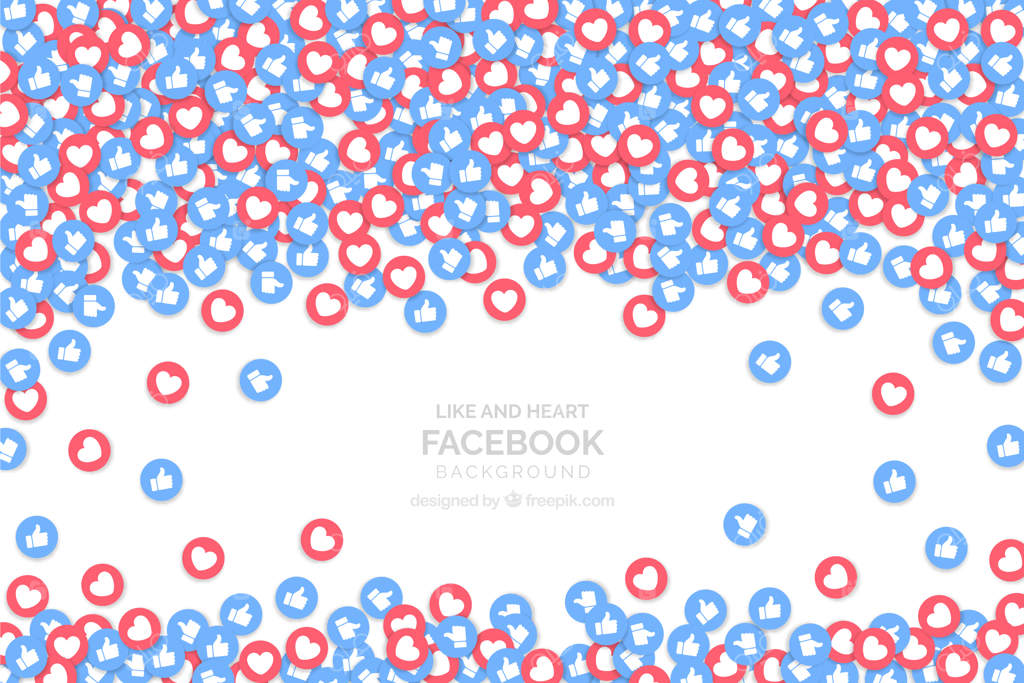 پس‌زمینه فیس‌بوک با لایک‌ها و قلب‌ها