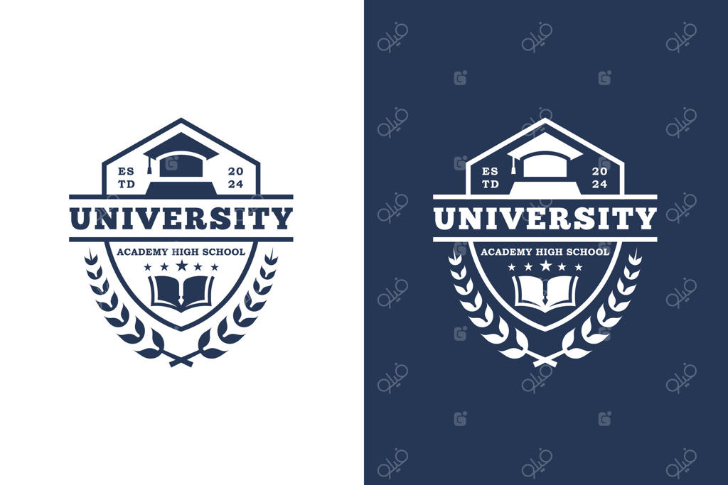 طراحی نشان و لوگوی مدرسه دانشگاهی با سپر برای قالب لوگوی دبیرستان و آکادمی