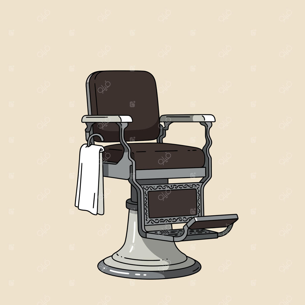 صندلی کلاسیک آرایشگاه با حوله در هنر مینیمال دقیق