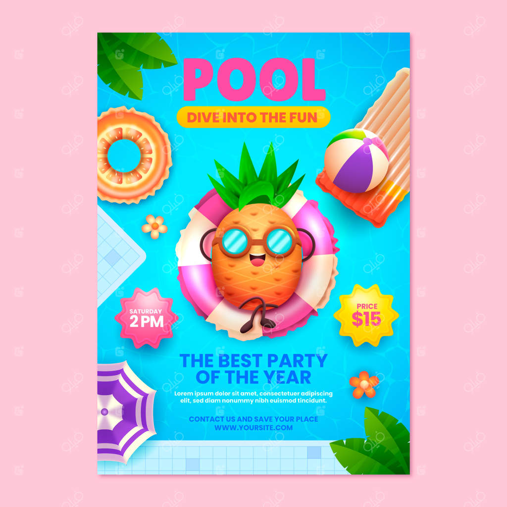 قالب طراحی جشن استخر با رنگ‌های گرادیان