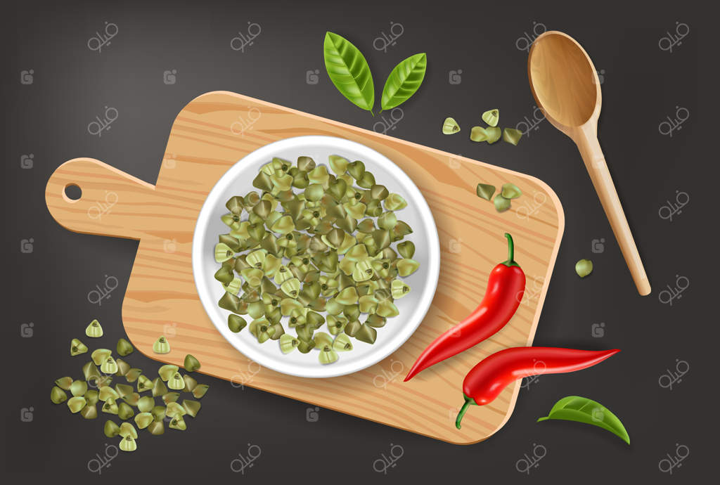 تصویر واقعی گلوتاتین سبز. طرح چیدمان محصول. طراحی برچسب. مواد غذایی تازه و سالم