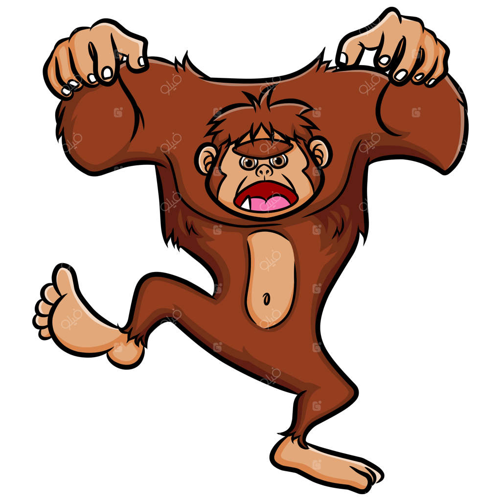 گوریل بزرگ در حال تظاهر به ترس و وحشت است