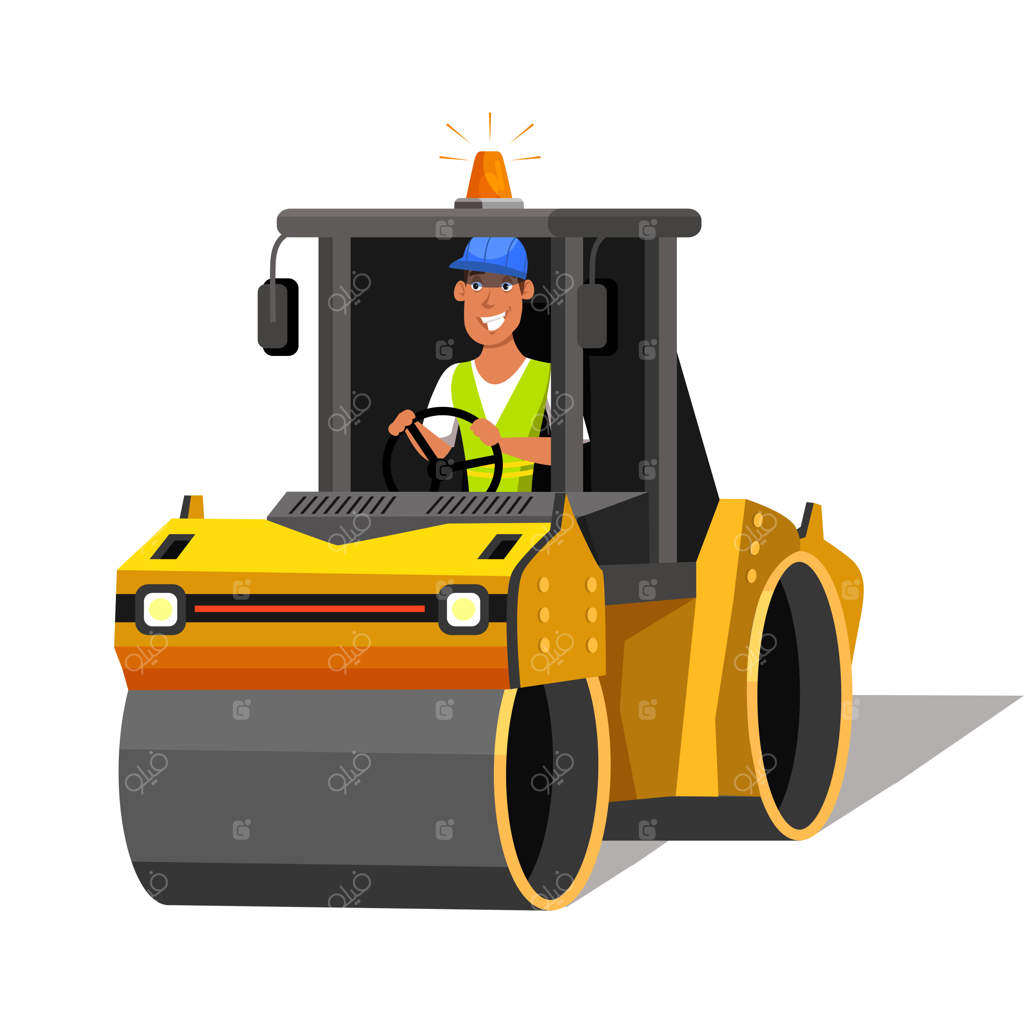 تصویرسازی رنگی ماشین آسفالت‌کش