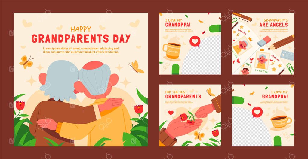 طراحی قالب پست اینستاگرام برای روز پدربزرگ و مادربزرگ