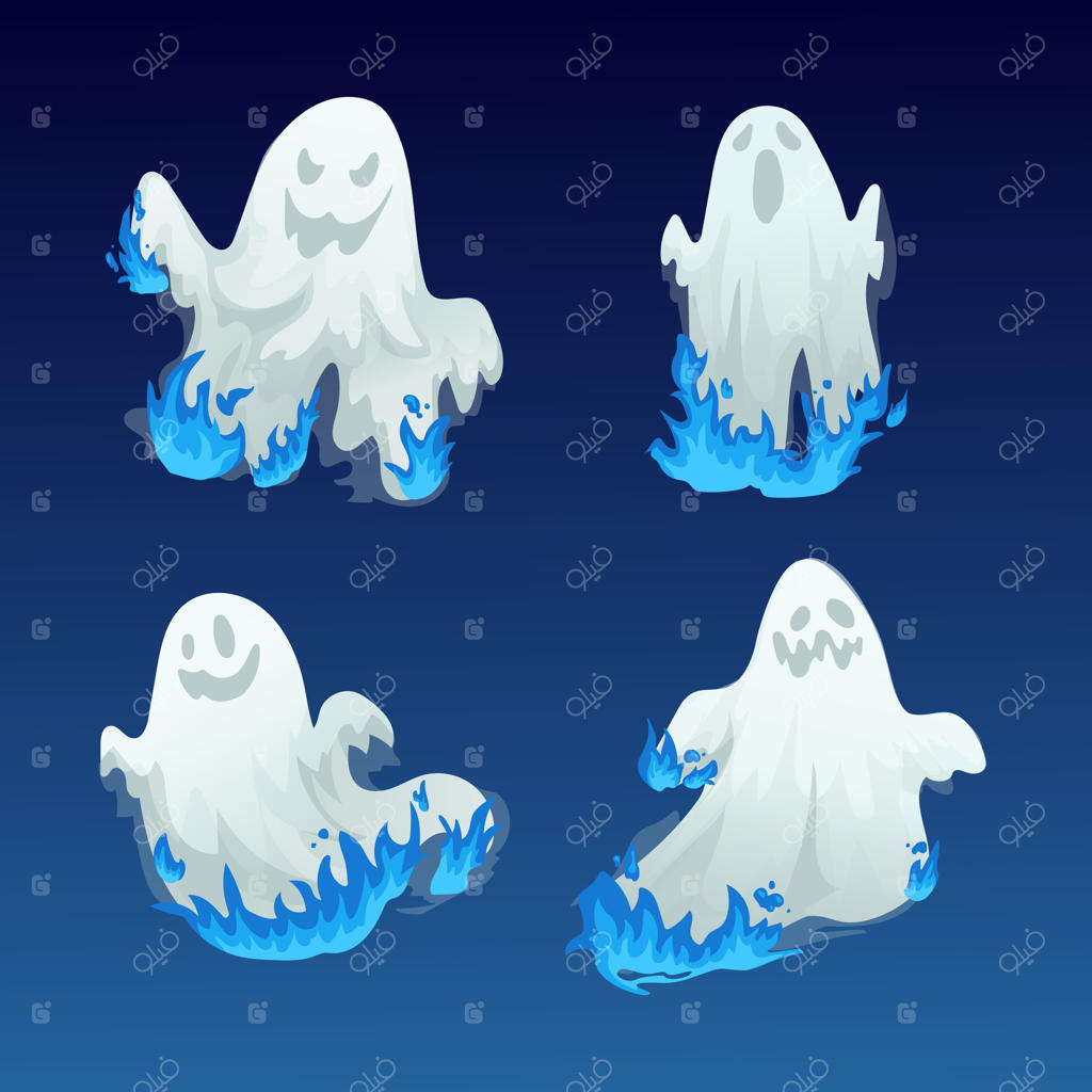 مجموعه ارواح با آتش آبی برای هالووین