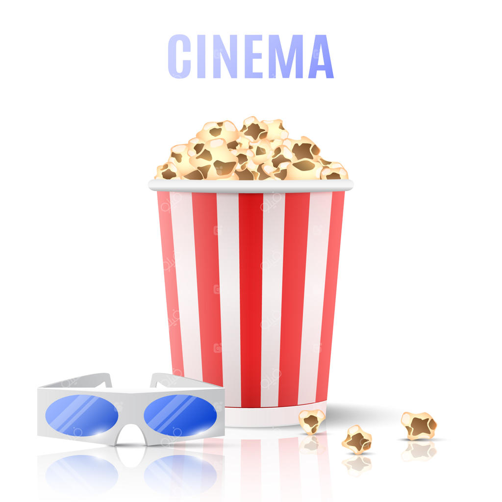 پاپ کورن و عینک سه بعدی.