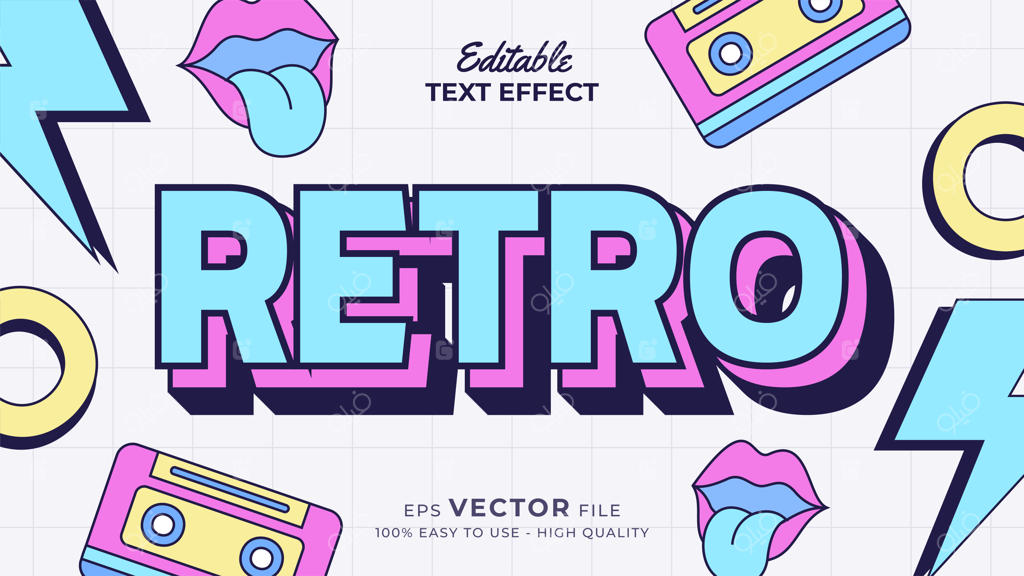 تاثیر متن ویرایش‌پذیر با سبک کارتونی قدیمی و کلاسیک به صورت جذاب و خاص