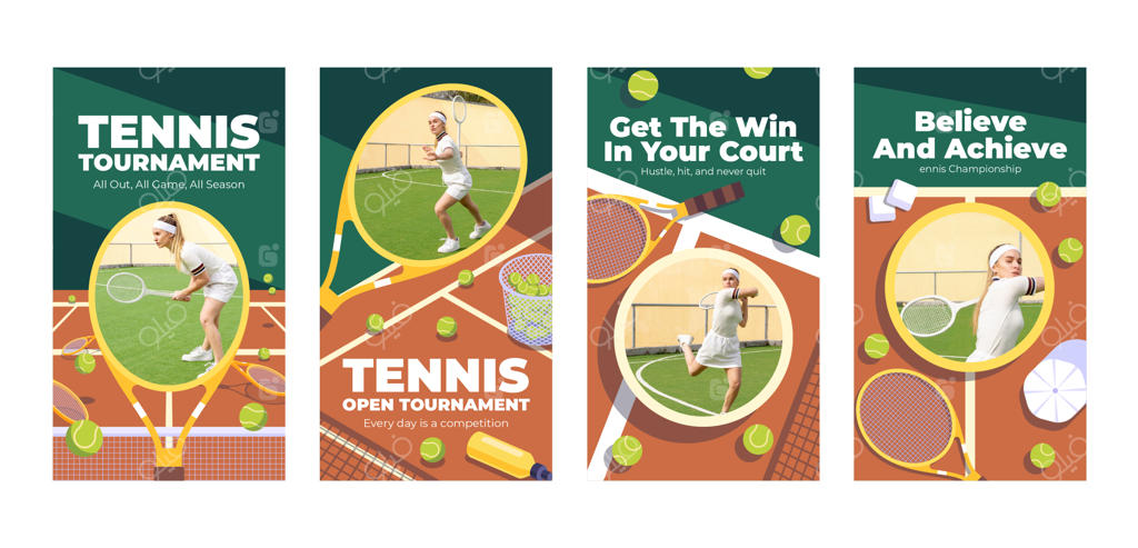 مجموعه استوری‌های اینستاگرام تنیس به سبک ساده