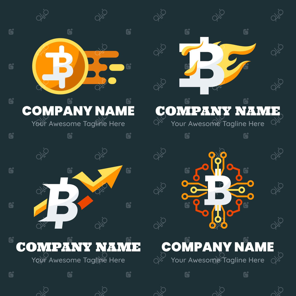 مجموعه‌ای از الگوهای تخت لوگوی بیت‌کوین
