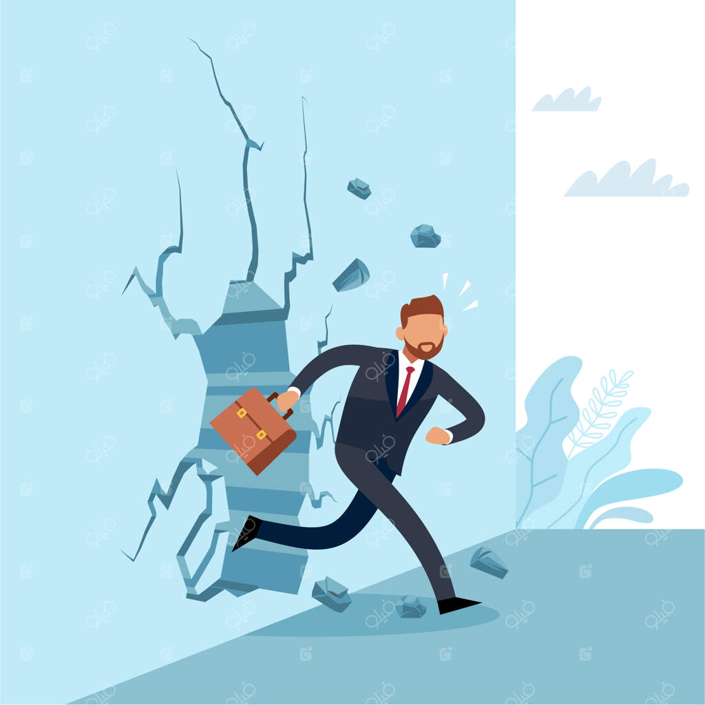 کسب‌وکار بدون موانع: غلبه بر چالش‌ها و دستیابی به فرصت‌های نوین، استراتژی خلاقیت و نوآوری در تصویر مردی با کت‌وشلوار که از دیوار عبور می‌کند