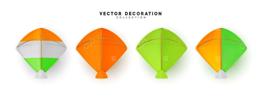 بادبادک‌های واقعی در رنگ‌های مختلف روی پس‌زمینه سفید.