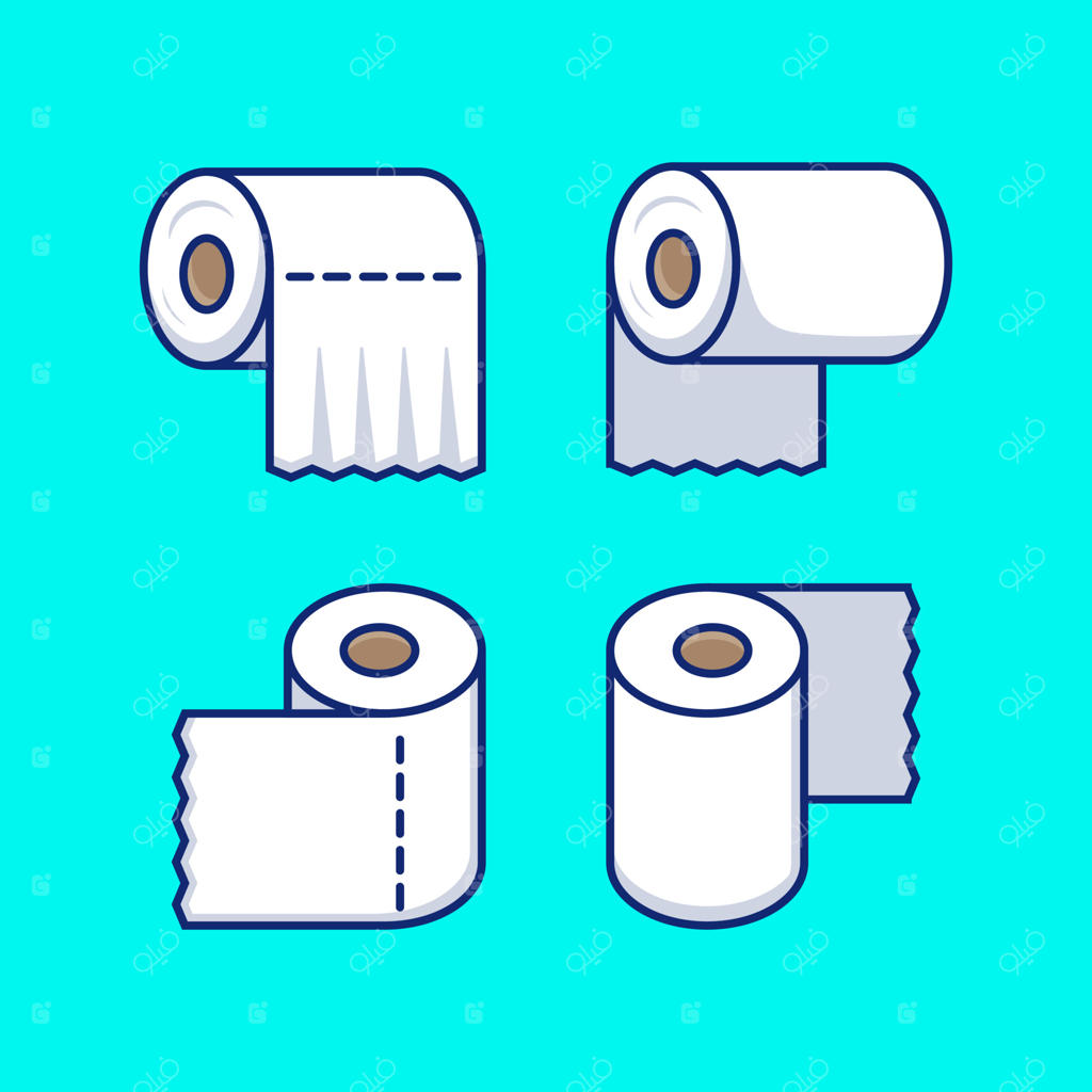 مجموعه وکتور رول دستمال کاغذی کارتونی
