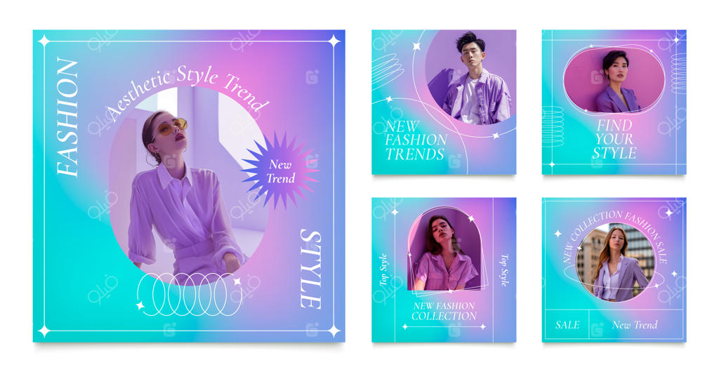 مجموعه پست‌های مینیمال اینستاگرامی با طراحی گرادیانت