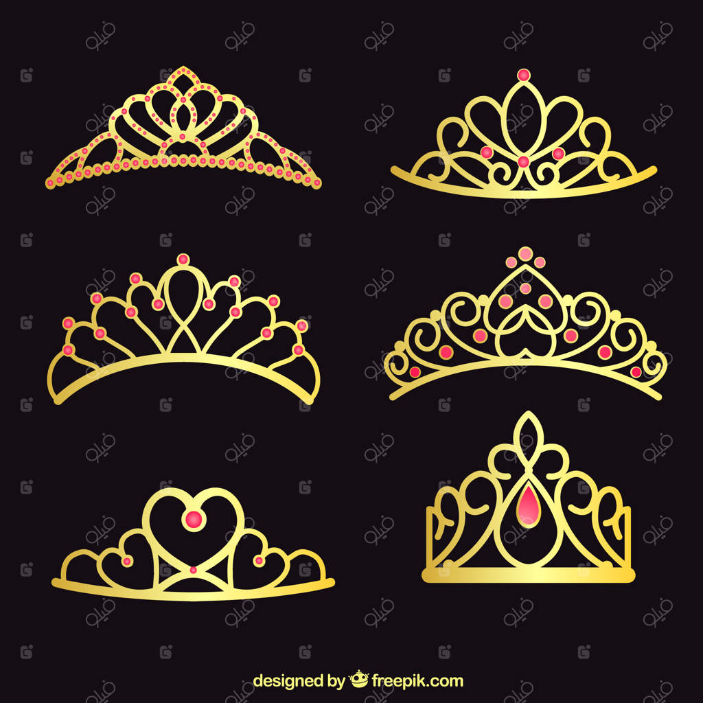 مجموعه‌ای از تاج‌های طلایی