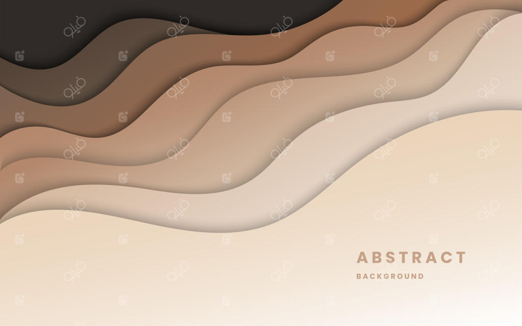 پس‌زمینه گرافیکی از قهوه‌ای به تیره با سایه روشن‌های پویا و موج‌دار. پس‌زمینه انتزاعی مایع. طراحی مدرن و شیک. تصویر برداری برداری ۱۰ EPS.