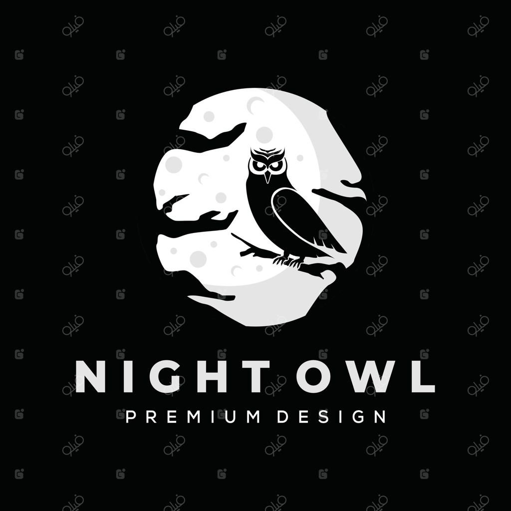 طراحی لوگوی مینیمالیستی جغد ماه، نماد جغد تاریک