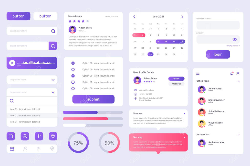 مجموعه عناصر گرادینت برای رابط کاربری و تجربه کاربری