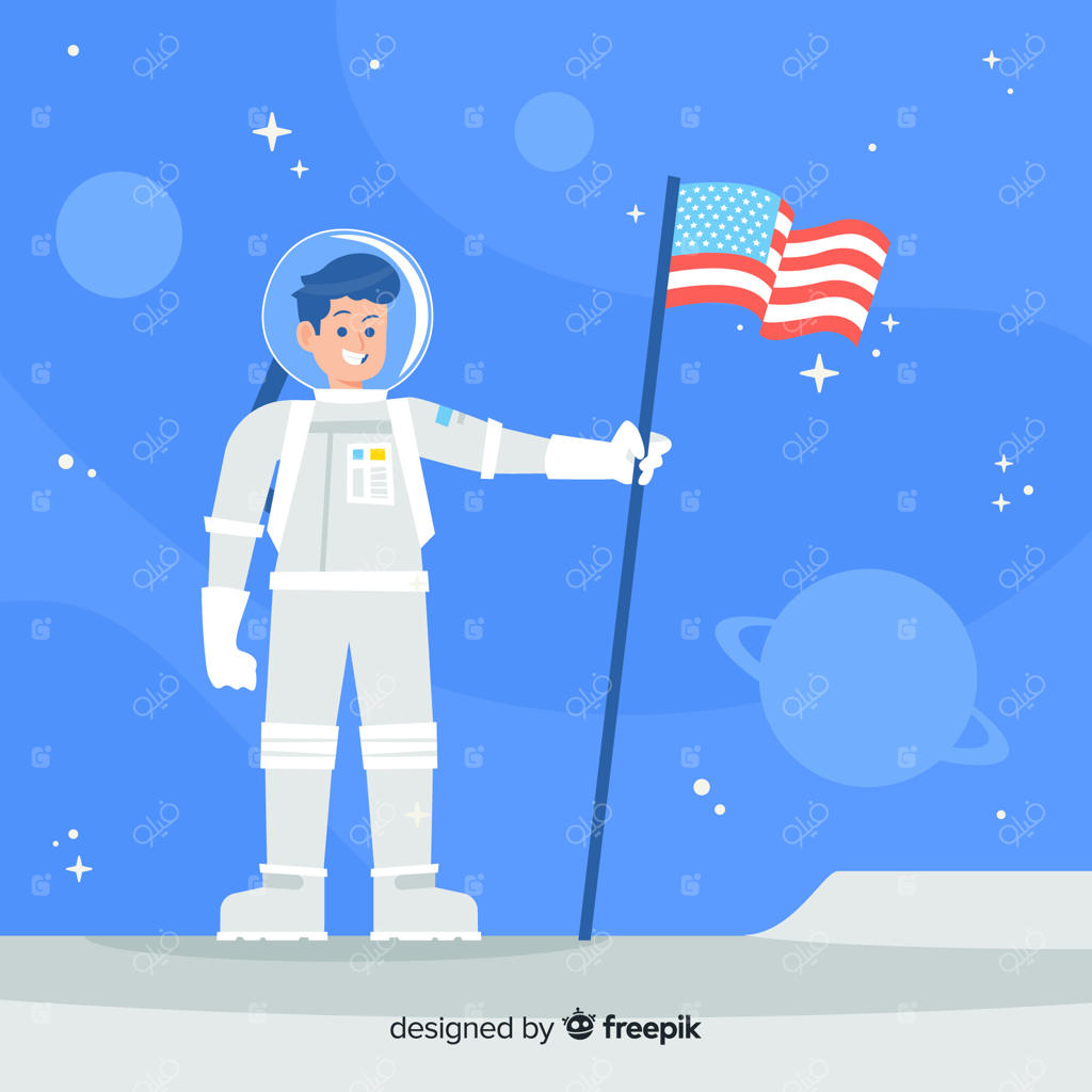 شخصیت کلاسیک فضانورد با طراحی ساده و مینیمالیستی