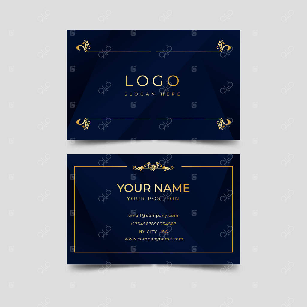 کارت ویزیت شیک با خطوط طلایی زیبا