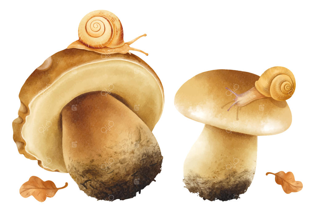 مجموعه تصویرسازی قارچ به سبک آبرنگی