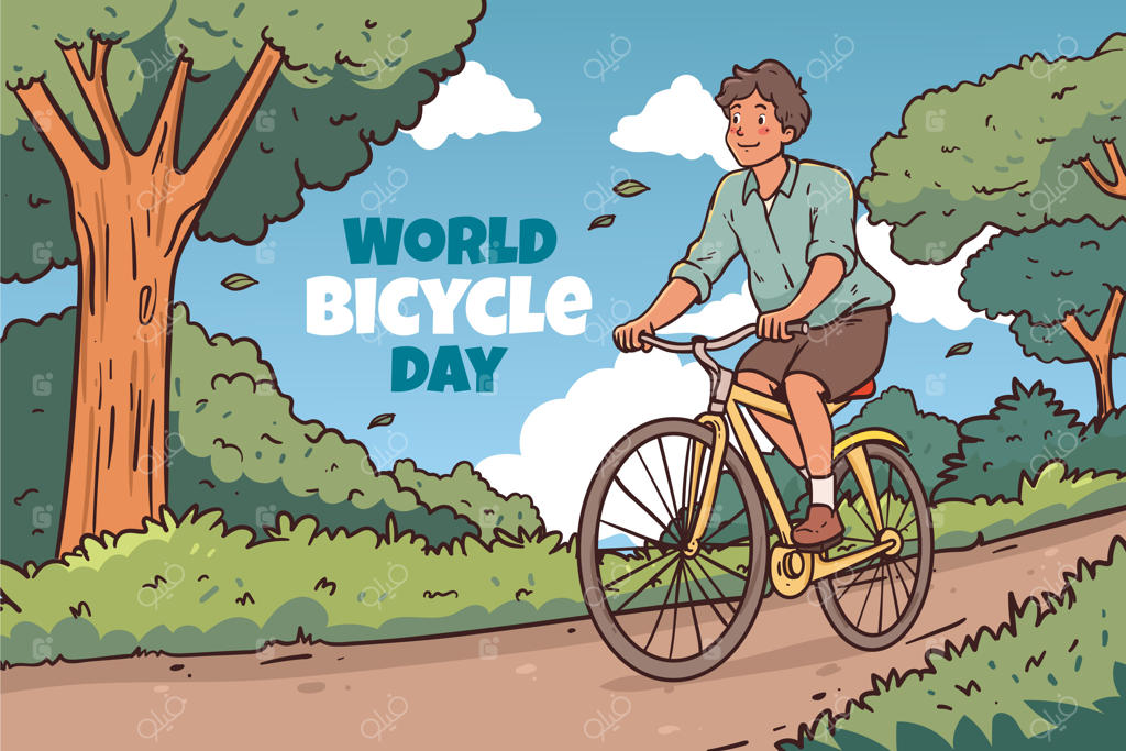 پس‌زمینه روز جهانی دوچرخه به صورت دستی طراحی شده
