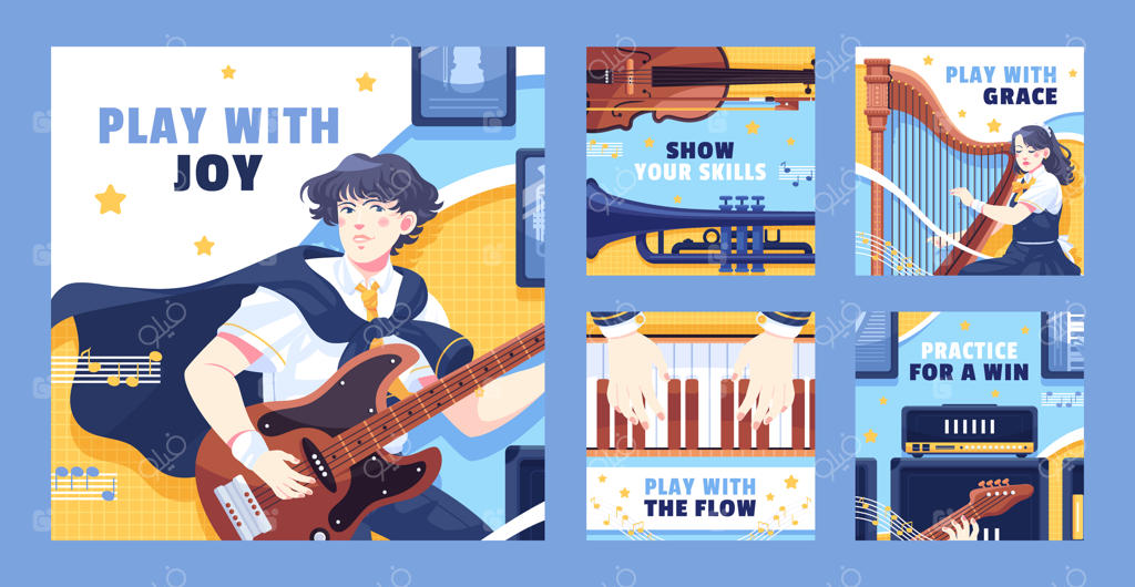 مجموعه پست‌های اینستاگرام آموزش موسیقی و مدرسه