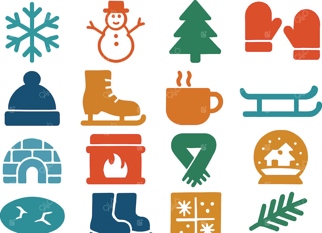 مجموعه ۱۶ آیکون تخت زمستانی