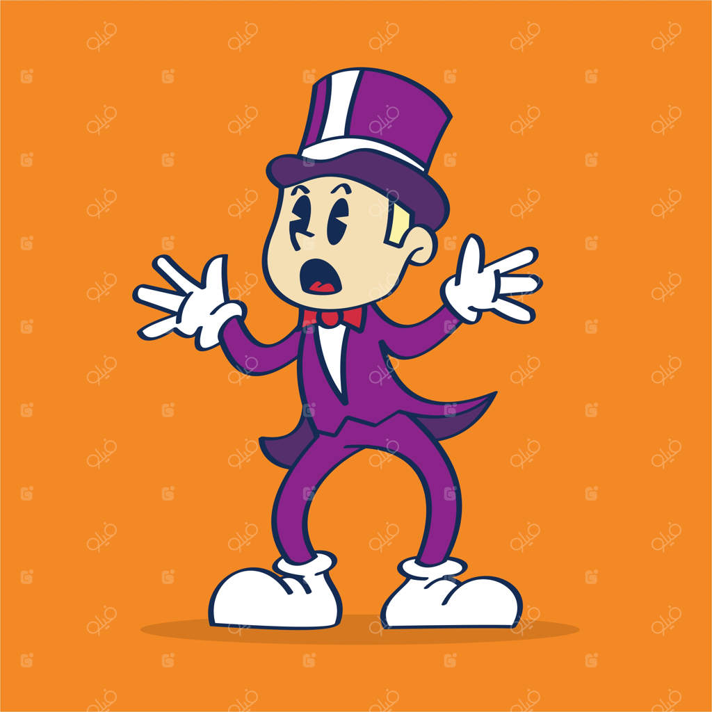 تصویرسازی کارتونی از یک شخصیت جادوگر با طراحی دستی به سبک نامشخص وکتور