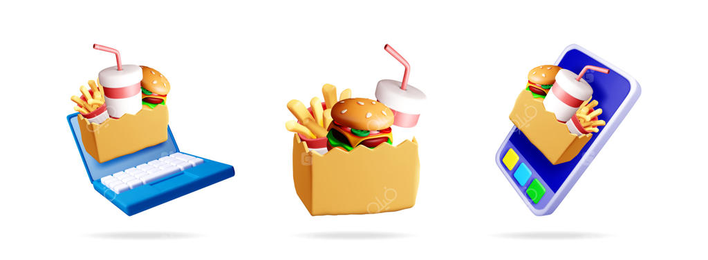 بررسی آیکون‌ها و گرایش‌های دیجیتالی تحویل غذا با کیفیت حرفه‌ای وکتور