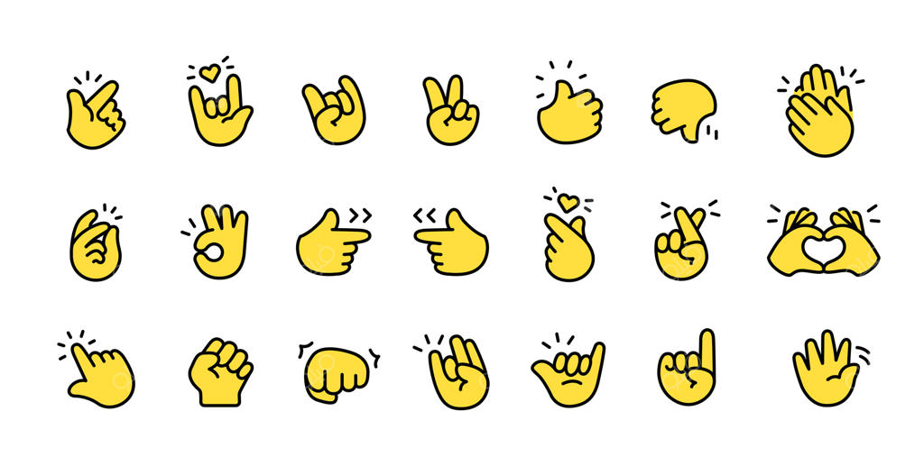 آیکون و لوگوی دست کارتونی زرد توپر و بامزه، کاراکتر کمیک دست تپل کودکانه، مناسب برای ایموجی، استیکر، تاتو و کلیپ‌آرت