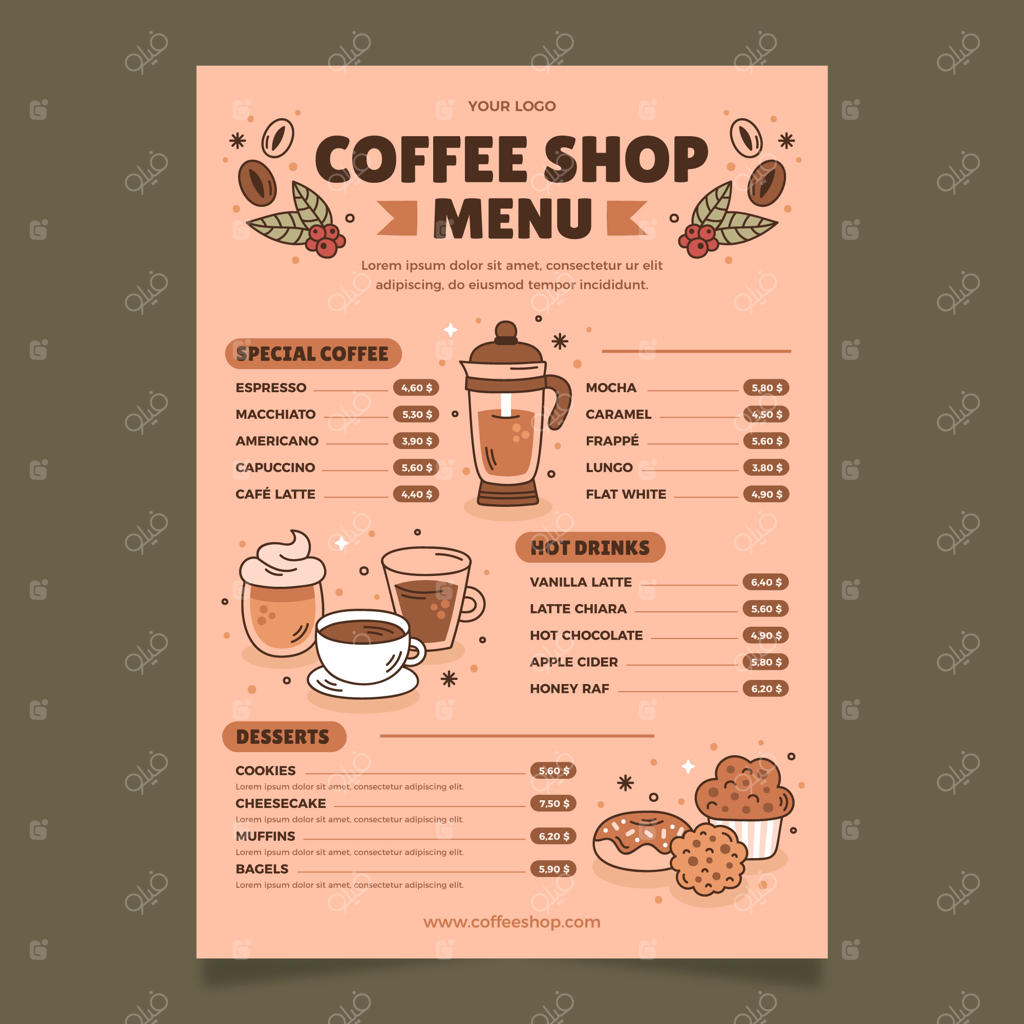 قالب طراحی تخت برای کافی‌شاپ