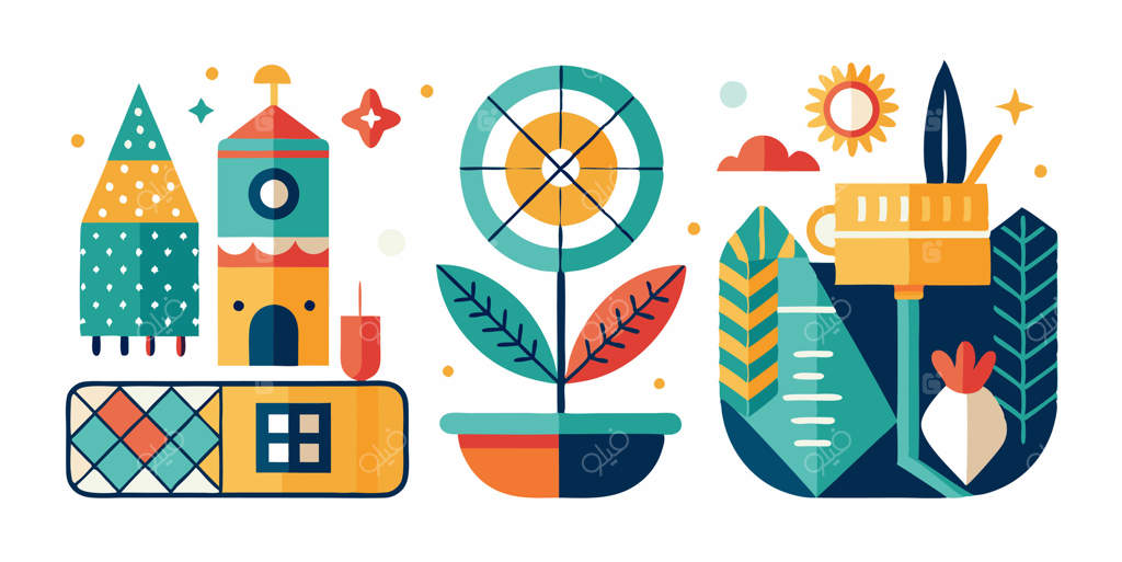 تصویری از یک خانه، باغ و اشیاء دیگر