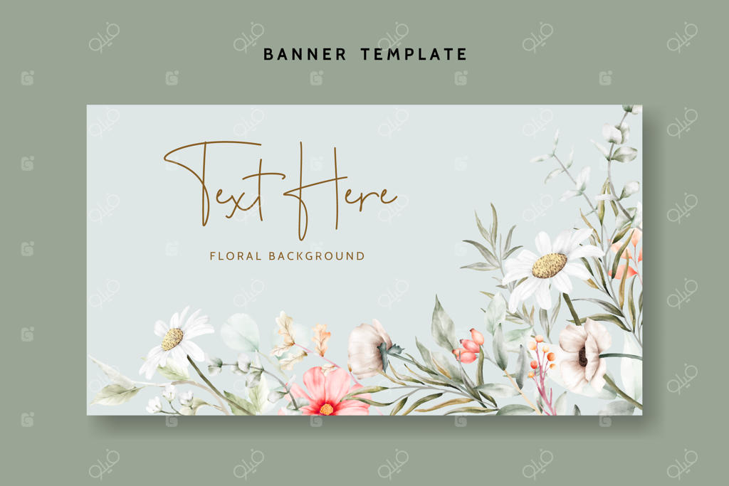 طراحی قالب پس‌زمینه آبرنگی گل‌های ریز و دل‌فریب