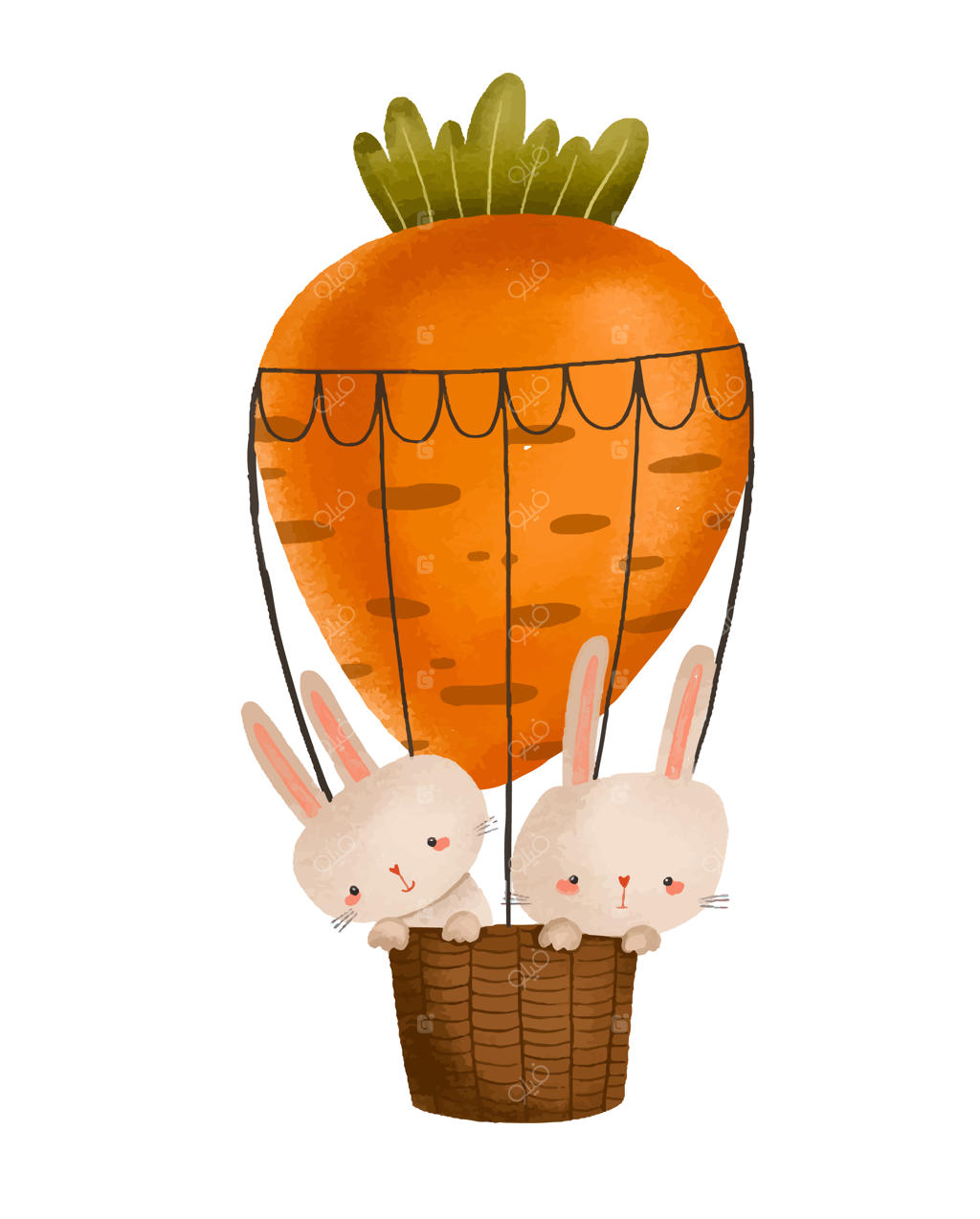 خرگوش با گاری چوبی، سفینه هویج و بالن هوای گرم