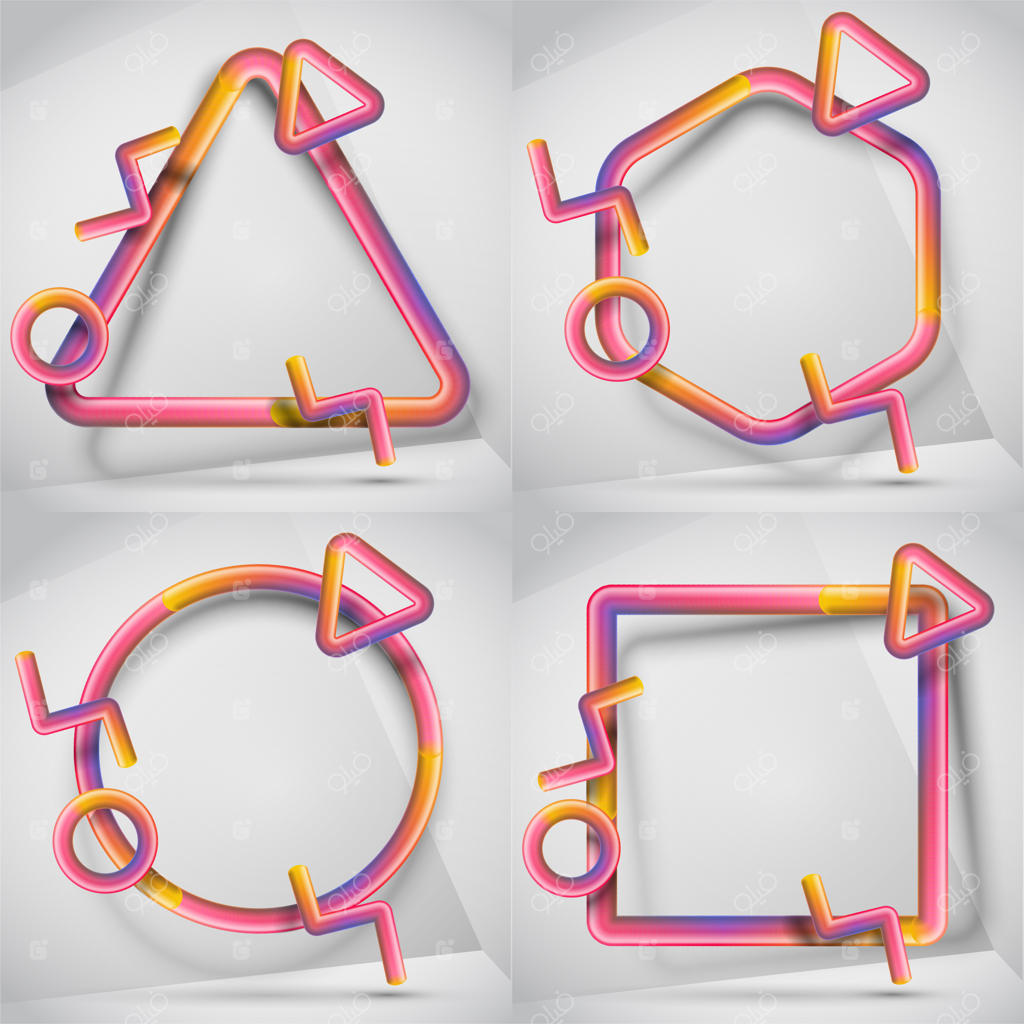 مجموعه بنر صورتی با افکت سه‌بعدی و سایه