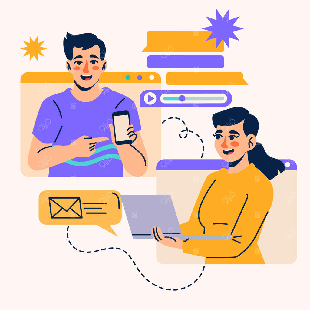 تصویرسازی ارتباط آنلاین ساده و کارآمد