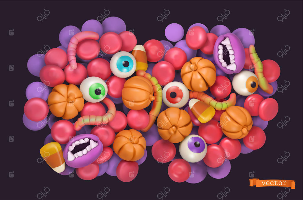 آب‌نبات‌های هالووین: پس‌زمینه کارتونی سه‌بعدی