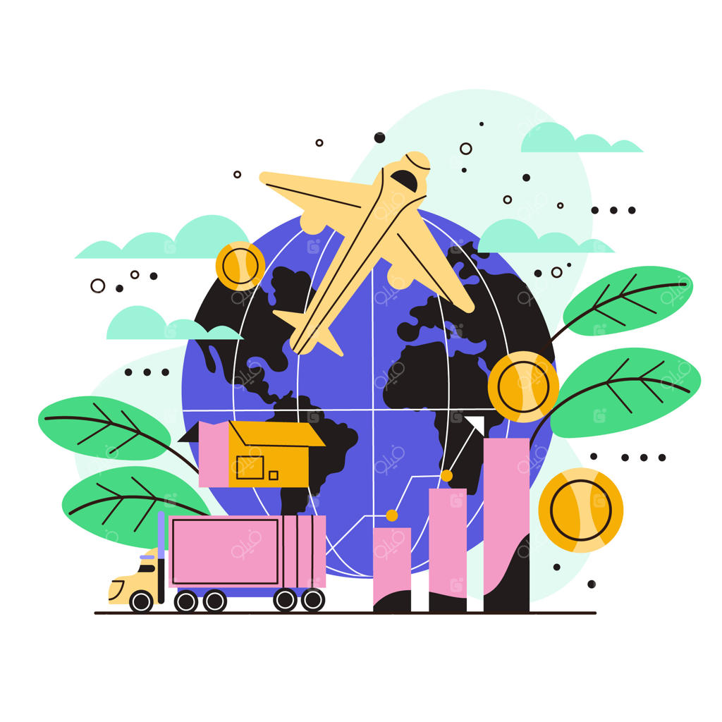 تصویرسازی اقتصاد جهانی با دست طراحی شده