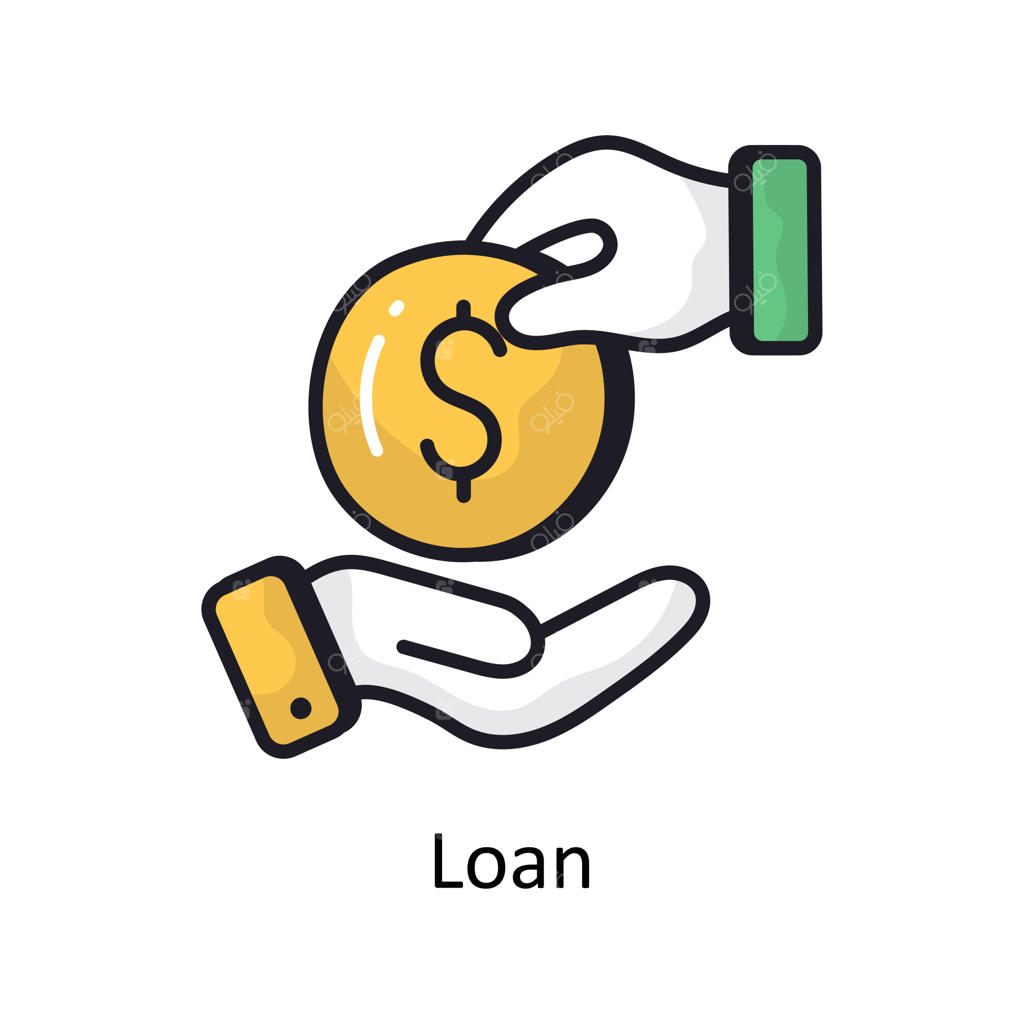 تصویرسازی وکتور نماد وام با طرح خطی و دودل در پس‌زمینه سفید، فایل EPS 10