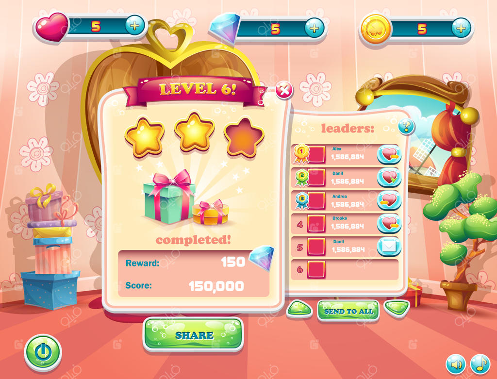 نمونه‌ای از رابط کاربری یک بازی کامپیوتری. نمای کامل پنجره