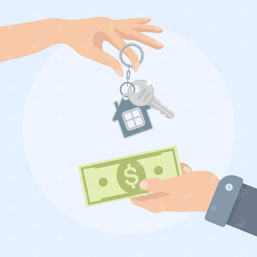 خرید خانه: مفهوم املاک و فروش خانه به همراه تصویرسازی به سبک فلت