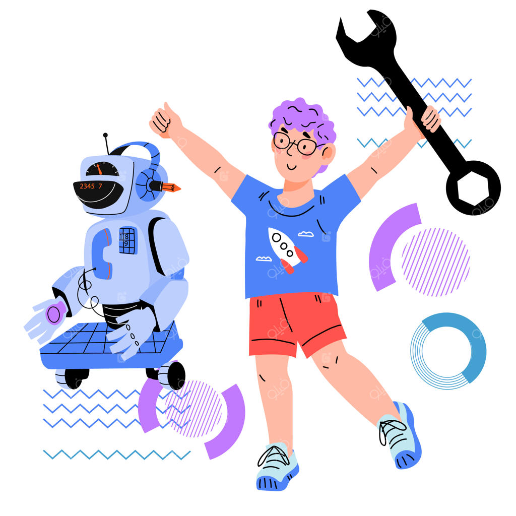 آموزش فناوری و برنامه‌نویسی رباتیک و مهندسی برای کودکان (وکتور تخت)