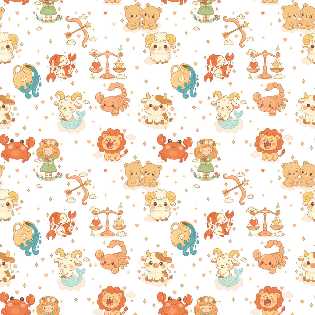 پترن حیوانات بامزه زودیاک برای طراحی‌های بانشاط وکتور پرو