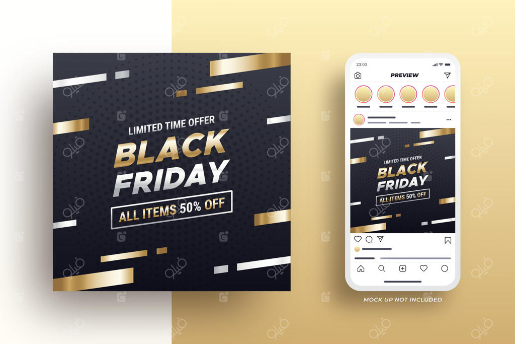 بنر شیک تخفیف بلک‌ فرایدی برای شبکه‌های اجتماعی