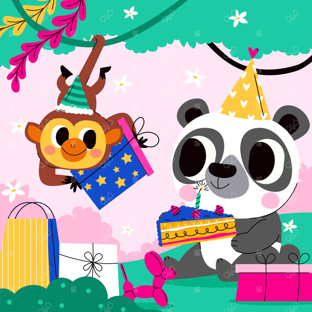 تصویرسازی تولد دستی طراحی شده