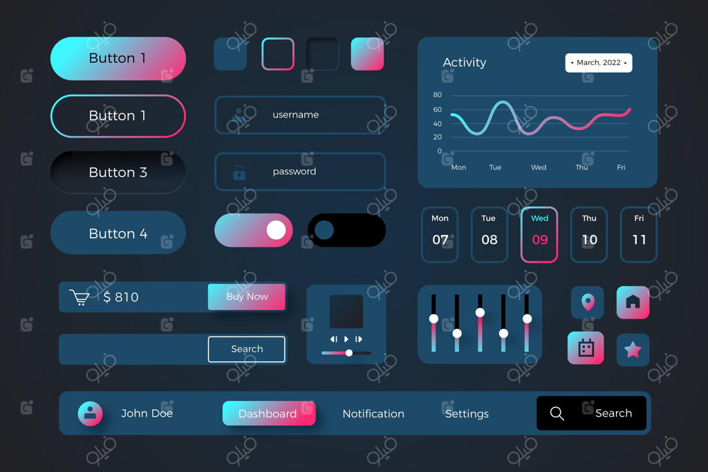 مجموعه المان‌های UI/UX گرادینت
