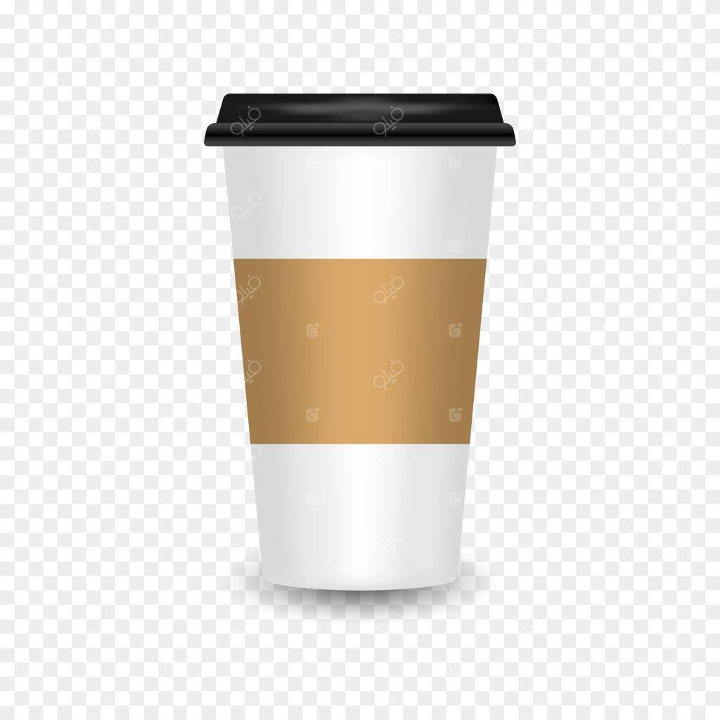 فنجان قهوه کاغذی واقعی با انعکاس. قالب فنجان قهوه خالی با زمینه شفاف