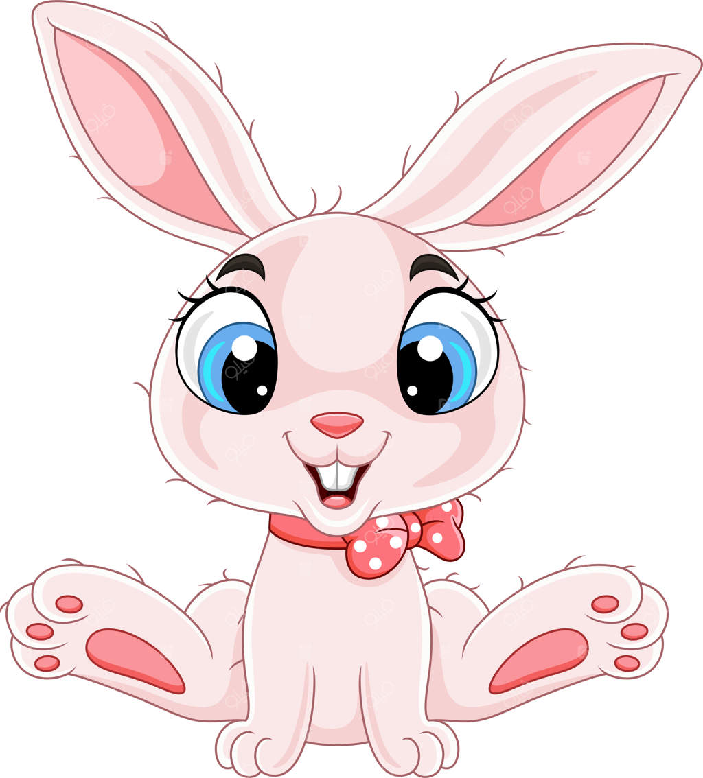 کارتون خرگوش بامزه کوچولو نشسته