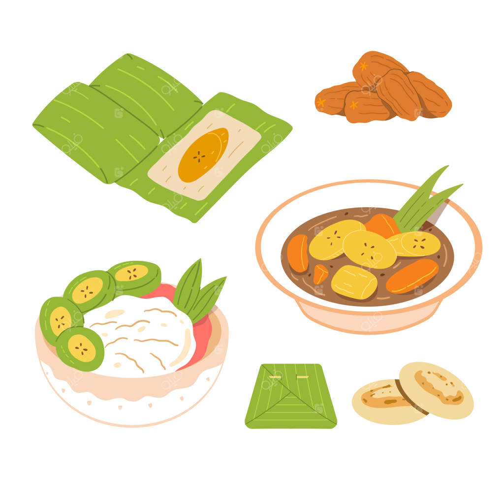 تصویری از غذاهای محلی سنتی در بازار اندونزی